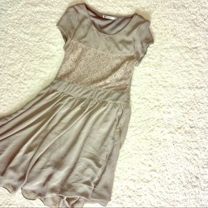 Mikarose grey lace top bridesmaid dress